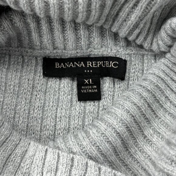 Banana Republic Womens Ribbed Turtleneck Sweater XL Gray Acrylic/Nylon Blend - Picture 4 of 11
